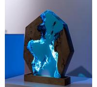 Drawelry 3D Océan Lampe en Résine Requin Baleine Ornements avec Base Bois, Câble USB Chevet Lumières Veilleuse LED Résine époxy Décoration Océanique Plongeur Maison Bureau Chambre Décor Cadeaux (D9)