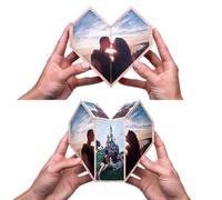 Drawelry Album Photo personnalisé Pliable en Forme de Cube Photo, Album Photo Rotatif 3D avec 10 Photos, Souvenir pour la fête des mères, Anniversaire, Mariage, Voyage (10 Images)