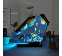 Drawelry LED Océan Veilleuse en Résine Epoxy avec Bois Base USB Table Lampe Décoration 3D Océanique Plongeur Baleine Requin Night Lights Ornements pour Bureau Maison Chambre Déco (A4, M)