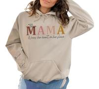Drawelry Personnalisé Maman Sweat à Capuche avec Nom de l'enfant Cœur Ours Forme Imprimé Manches Longues Femme Hoodie Sweatshirt Fête des Mères Anniversaire Cadeaux pour Mom Mama