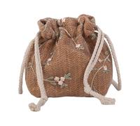 Drawess Bucket, porte-monnaie, avec cordon de serrage Hobo, sac de plage tissé, sac à main, sac à main tissé, sac à bandoulière pour l'été, marron, voir description
