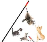 Drawihi Lot De 3 Bâton De Chat Drôle Chat Jouet Plume Teaser Baguette Long Interactif Jouet avec Corde Et Plume Aléatoire Couleur-45CM