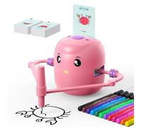 Drawing Robot for Kids,Montessori Educational Painting Toy for 5+ with Voice Interaction&16 Color Pens,Magic Drawing Robot with 100 Learning Word Cards,Ideal Gift for 5+ Year Old Boys Girls (Pink)