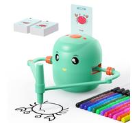 Drawing Robot for Kids,Montessori Educational Painting Toy for 5+ with Voice Interaction&16 Color Pens,Magic Drawing Robot with 100 Learning Word Cards,Ideal Gift for 5+ Year Old Boys Girls (Green)