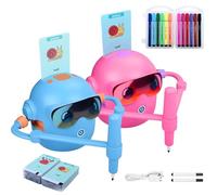 Drawing Robot For Kids - Voice Interactive Educational Drawing Machine | 100 Cards | Creative Intelligent Art Tutoring 12 Colored Pens Rechargeable Portable 1800mAh ABS 4.33x4.33x4.92 Inch 738g
