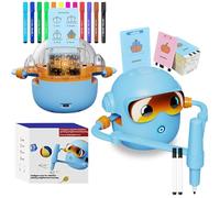 Drawing Robot Qui Dessine Tout Seul, Robot Dessinateur Enfant Le Compagnon Éducatif Qui Fait Aimer Le Dessin, Avec 100 Cartes De Dessin, Guide Vocal, 12 Feutres Colorés, Puce Ia Améliorée (Bleu)
