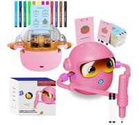 Drawing Robot Qui Dessine Tout Seul, Robot Dessinateur Enfant Le Compagnon Éducatif Qui Fait Aimer Le Dessin, Avec 100 Cartes De Dessin, Guide Vocal, 12 Feutres Colorés, Puce Ia Améliorée (Rose)