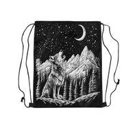 Drawstring Bag Les Loups Hurlent Résistant Sac Cordon De Sport Elegant Sac À Dos À Cordon pour Voyage Pique-Nique Camping