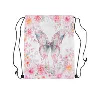 Drawstring Bag Papillon Roses Imperméable Sac À Dos À Cordon Elegant Sac Cordon De Sport pour Camping Surf Plongée
