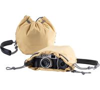 Drawstring Camera Bag Compatible with Mirrorless Cameras / Action Cameras, beige, Shoulder Bag