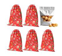 Drawstring Christmas Bags - Reusable Gift Pouches for Candy Toys Books | Festive Fabric with Sturdy Ropes, Holiday Goody Bags for Party Favors Stocking Stuffers Family Gatherings Office Teachers and S