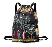 Drawstring Foldable Large Capacity Dry-Wet Separation Travel Sports Backpack, Draw String Back Bag, Beach Bag Backpack (3#Tree)