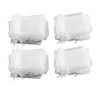 Drawstring Organza Bags 200 Pcs | 10x15cm Transparent Present Bags for Wedding Favors/Party Decorations/Jewelry Storage | Secure Drawstring Closure & Sheer Elegant Design (Blanche)