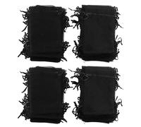 Drawstring Organza Bags 200 Pcs | 10x15cm Transparent Present Bags for Wedding Favors/Party Decorations/Jewelry Storage | Secure Drawstring Closure & Sheer Elegant Design (Noire)