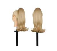 Drawstring Ponytail Hair Extension for Black Women, 14 Inch Straight Pony tail with End Curls Synthetic Fake Hairpieces Pour un usage quotidien(K16)