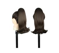 Drawstring Ponytail Hair Extension for Black Women, 14 Inch Straight Pony tail with End Curls Synthetic Fake Hairpieces Pour un usage quotidien(4)