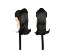 Drawstring Ponytail Hair Extension for Black Women, 14 Inch Straight Pony tail with End Curls Synthetic Fake Hairpieces Pour un usage quotidien(1B)