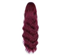 Drawstring Ponytail Hair Extensions for Women,Long Curly Wavy Pony Tail Synthetic Hairpiece for Daily Use Hair Extension for Daily Use(Red,18inch)