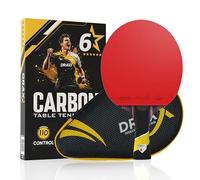 DRAXX Sports Raquette de Ping-Pong 6 Étoiles Carbone Pro Tennis de Table | Effet Spin maximal, mousse dense 2 mm épaisse, housse offerte, idéal débutant à expert, entraînement et compétition