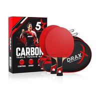 DRAXX SPORTS Raquettes de Ping-Pong Carbone | Pack DE 2 | 5 Étoiles, Éponge 2mm, Effets Faciles, Légère et Rapide | Entraînement Compétition Club Loisir