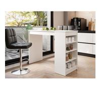 Drazic - table de bar avec rangements - blanc - de 2 à 4 personnes - Blanc