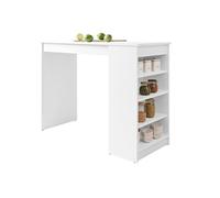 Drazic - table de bar avec rangements - blanc - de 2 à 4 personnes - Blanc