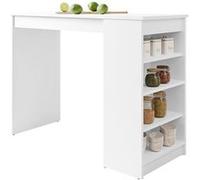 Drazic - table de bar avec rangements - blanc - de 2 à 4 personnes - Blanc