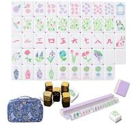 Drbrrly 4 Layer Mahjong Tiles Set, 160 Tiles Complete Acrylic American Mahjong Tile Game with Exquisite Carrying Bag, Portable Travel Set for Adults, Family Game Nights and Social Play (A)