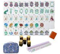Drbrrly 4 Layer Mahjong Tiles Set, 160 Tiles Complete Acrylic American Mahjong Tile Game with Exquisite Carrying Bag, Portable Travel Set for Adults, Family Game Nights and Social Play (D)