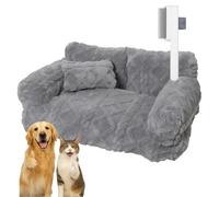 Drbrrly Premium Orthopedic Pet Sofa Bed for Dogs and Cats - Calming Plush Lounger with Removable Washable Cover, Non-Slip Bottom and Joint Support - Cozy Sofas & Chairs for Dogs (Light Gray, M)