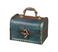 drburpily Coffret à bijoux vintage unique en bois, boîte à trésors rétro, fait main avec des éléments décoratifs. Tirelire décorative, Émeraude