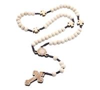 drburpily Collier de chapelet Saint Benoît avec une magnifique croix | chrétienne intemporelle. Pendentif croix en bois. Chapelet Saint Benoît en bois, crucifix fait main.