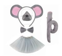drburpily Costumes de souris, ensembles de bandeaux vacances avec personnage souris. Tissu d'oreille. À usiner pour les fêtes fin d’année, accessoires photo, 5 Pec-1, +Jupe en tulle