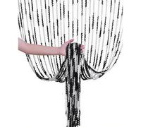 drburpily Rideaux en perles de bambou faits à la main pour suspendre une porte et installation polyvalente en une seule touche pour chambre rustique, noir et blanc