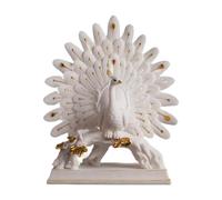 drburpily Sculpture en résine, Objets de Collection, Cadeau, œuvre d'art, Figurine Animale, Ornement, décoration de Salle Mariage, Statue Paon, Dessus Table, Blanc, 34.5 x 11 x 29.5 cm