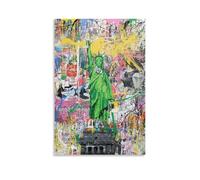 DRDPLXGU Banksy Graffiti Street Pop Art Poster sur toile représentant un portrait abstrait amusant pour décoration de chambre à coucher, bureau, chambre, cadeau (50 x 75 cm)