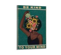 DRDPLXGU Poster vintage « Be Kind To Your Mind », affiche rétro, affiche de positivité, affiche sur toile pour décoration de chambre à coucher, bureau, chambre, cadeau, 30 x 45 cm