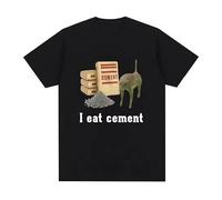 drdSED66DD I Eat Cement Cat Funny T Shirt Black XL