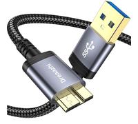 Dreaazhi Câble USB 3.0 Micro B 0,5 m, USB3.0A vers Micro B 5 Gbps Câble de disque dur externe tressé, compatible avec Toshiba, WD, Seagate, Samsung Galaxy S5/Note 3/Note Pro 12,2, etc
