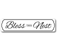 Dreacoss Plaque de rue en aluminium rustique rétro amusante avec inscription « Bless This Nest Farmhouse » pour bar, magasin, librairie, 10,2 x 40,6 cm