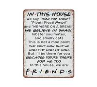 Dreacoss Plaque en étain avec citations « In This House We Are Friends » - Poster rétro amusant en métal - Décoration murale - 30,5 x 40,6 cm