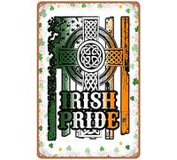 Dreacoss Plaque en étain celtique Irish Pride - Porte-bonheur - Plaque en étain - Plaque en étain - Plaque en étain Leprechaun - Art rétro, bar, restaurant, garage, 14 x 20,3 cm