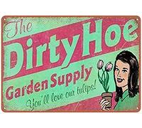 Dreacoss Plaque en métal rétro Dirty Hoe Garden Supply - Décoration murale vintage pour café, bar, restaurant, garage, café, 140 x 200 mm