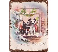Dreacoss Plaque en métal vintage Dog Terrier Scottie Christmas - Décoration murale de Noël pour maison, bureau, chambre, salon, café, bar, club, pub - 20,3 x 14,9 cm
