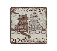 Dreacoss Plaque murale amusante en étain avec citation romantique « Cat I Choose You » - Cadeau romantique pour couple, épouse, petite amie, chambre à coucher, anniversaire, Saint-Valentin - 30,5 x