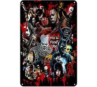 Dreacoss Plaque rétro en métal avec inscription « You'll Float Too » - Personnages classiques du film d'horreur - Décoration murale d'Halloween pour maison, bars, restaurants, cafés, pubs - 30,5 x
