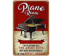 Dreacoss Toile en étain avec inscription « Piano Room I'm Playing All The Right Note but not Necessarily in The Right Order », art rétro, bar, restaurant, panneau en étain, 14 x 20,3 cm
