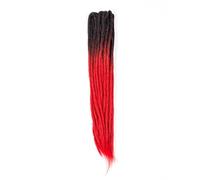DreadLab - Lot de 10 extensions de dreadlocks synthétiques à double extrémité (noir et rouge)