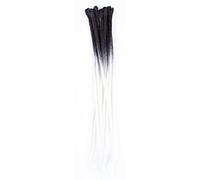 DreadLab - Lot de 10 extensions synthétiques au crochet pour dreadlocks Ombre single ended (Noir Blanc Transitionnel)