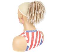 Dreadlock Curly Drawstring Ponytail, Short Clip in on Synthetic Ponytails, Hair Extensions for Women Daily Use(B)